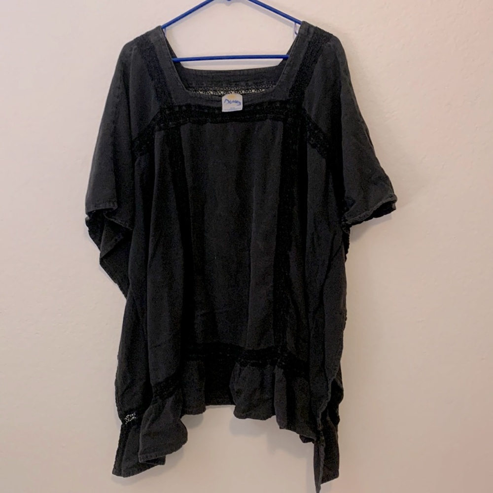 Dunes cotton black Lace Poncho Top